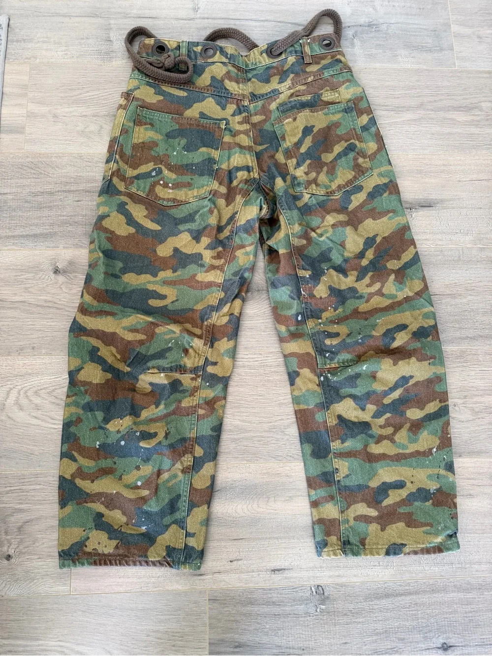 Free People Camouflage Wide Leg Utility Pants - Green/Brown - Picture 2 of 4